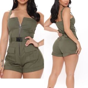 Fashion nova Sweet Safari Utility short Romper